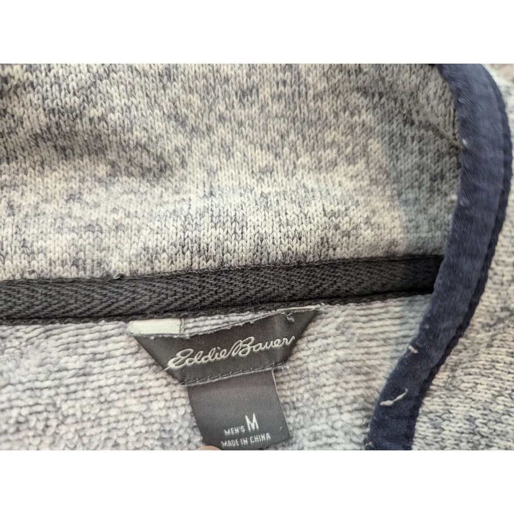 Eddie Bauer Pullover Mens Medium Sweater‎ Gray Snap Fleece Long Sleeve - Picture 3 of 7